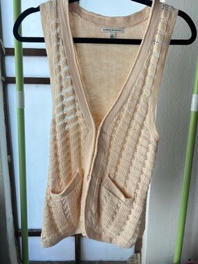 Banana Republic Soft Peach Openwork Knit Vest